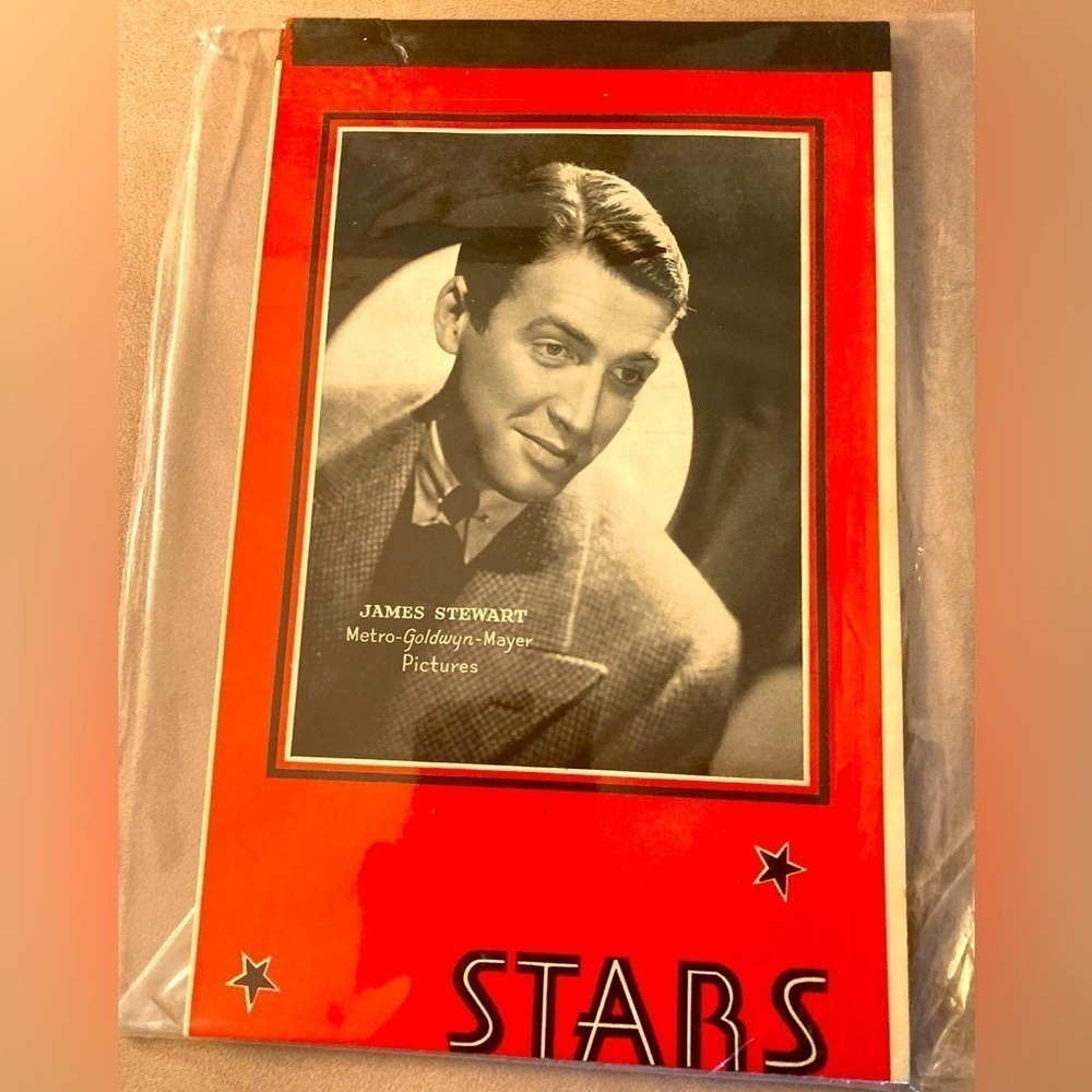 Vintage Stars writing tablet with James Stewart, movie star 1940s